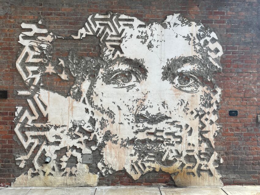 This face is one of many street art murals in Detroit
