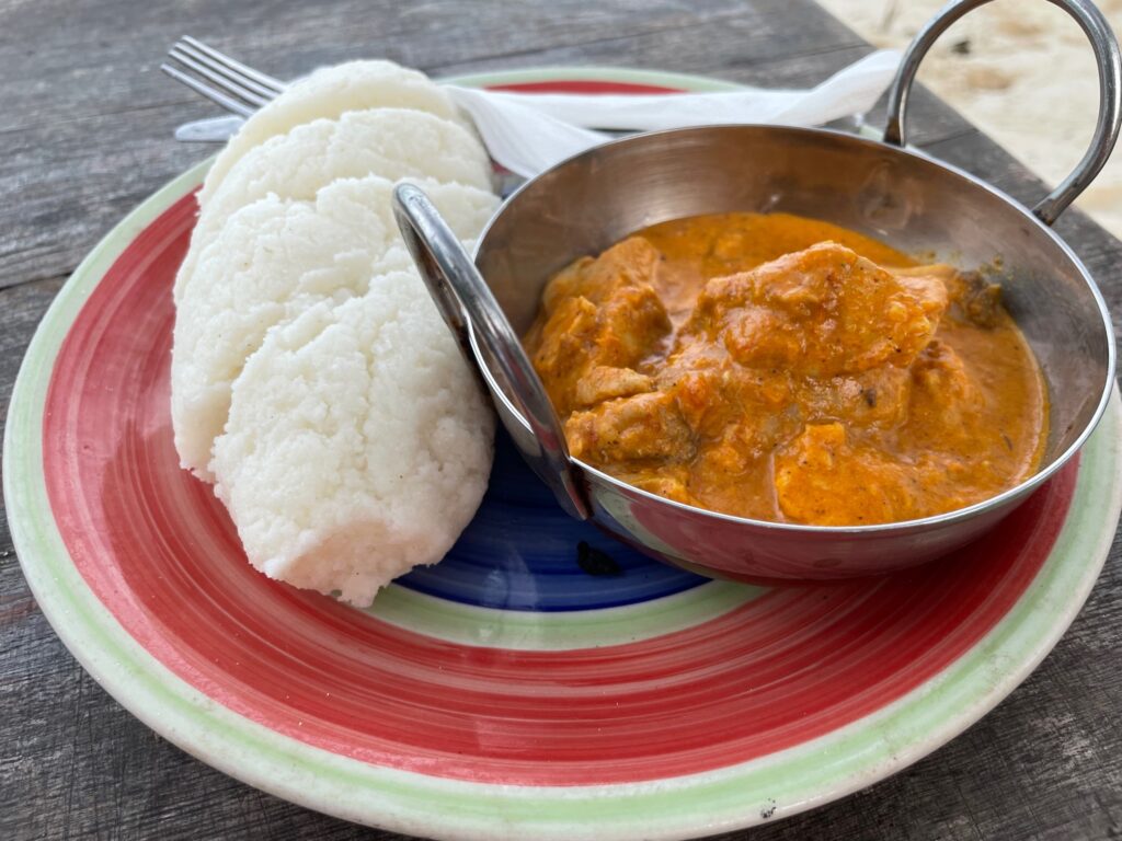 Ugali is made from corn flour and water. It goes well with fish